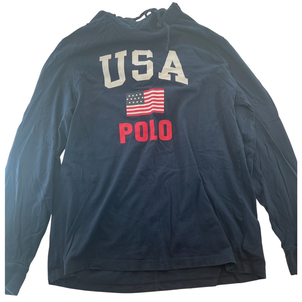 Polo USA Flag Hoodie‎ Long Sleeve Pullover Casual Top Sweatshirt